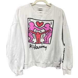 Keith Haring Sweatshirt Cotton:On XXL Pink Oversized Streetwear Love Artsy